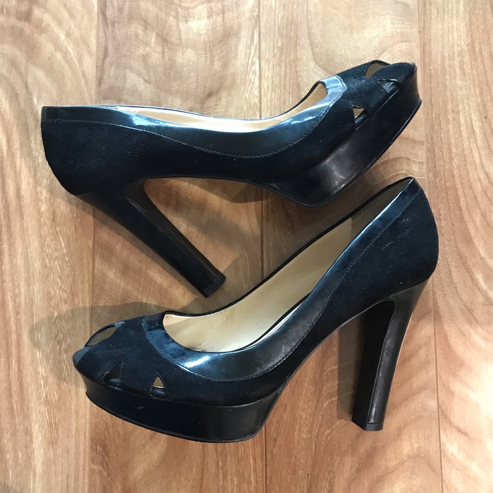 Audrey Brooke black platform heels, size 9